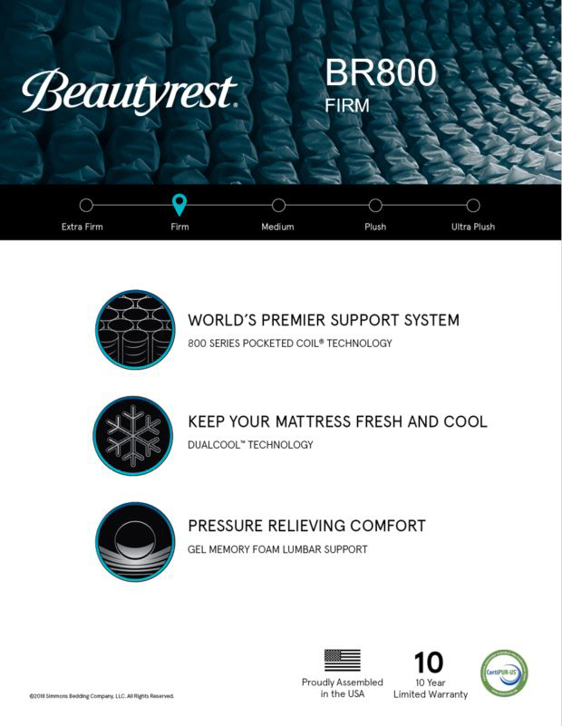 Beautyrest BR800 Firm Specs