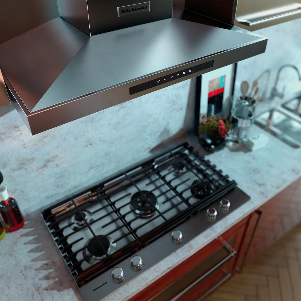 KITCHENAID 36" Gas Cooktop with Cookshield finish KCGS956ESS ABC