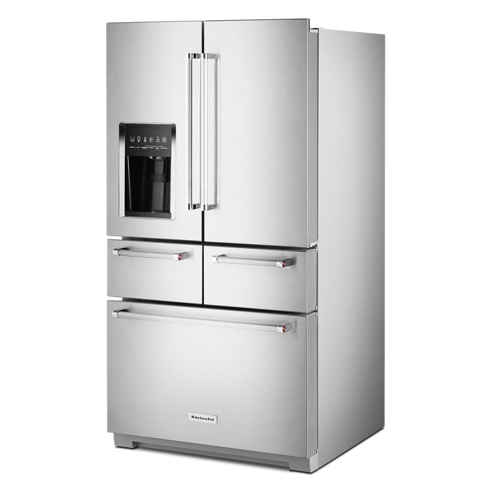 KITCHENAID 25.8 Cu Ft 5 Door Refrigerator with Platinum interior KRMF706ESS ABC Warehouse