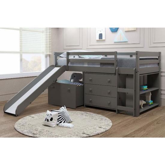 Picture of WOODCREST MANUFACTURING MINI-LOFT-BED-W/SLIDE&CHEST