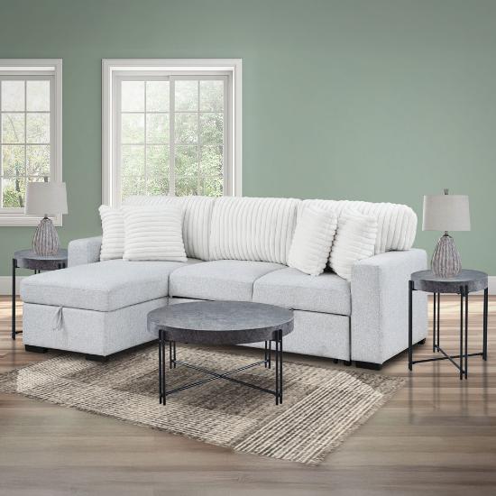 Picture of GLOBAL JESSIE-WHITE/CORD-SOFA/CHAISE