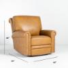 Leather Power Recliner in vintage tan leather (angle dimensions)