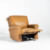 Leather Power Recliner in vintage tan leather (angle recline)