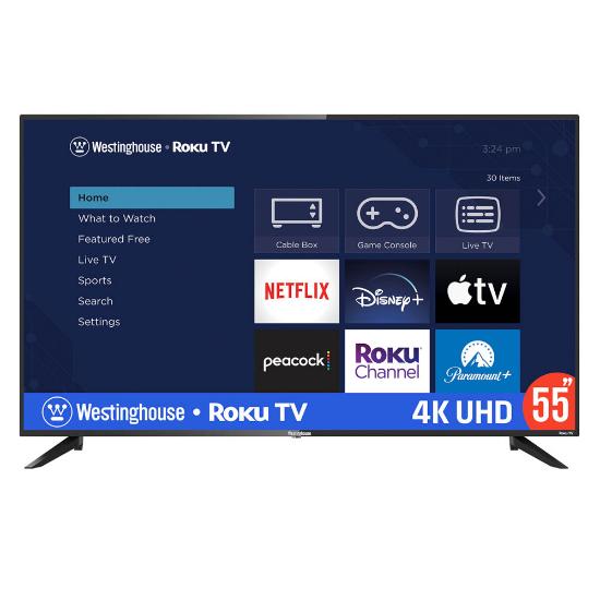 55-Inch 4K UHD LED Roku Smart TV (front)