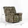 Magnum Rocker Recliner with Mossy oak fabric cover (angle Dimensions)