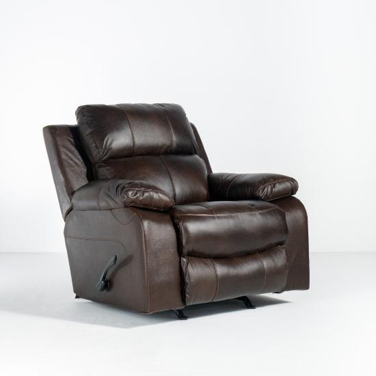 Positano Rocker Recliner with Cocoa Italian leather (Angled)