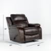 Positano Rocker Recliner with Cocoa Italian leather (Angled Dimensions)