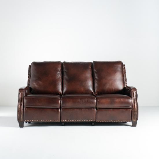 Lauren Lee Collection Power Reclining Sofa in Brown Wexford Tri-Tone Leather (front)