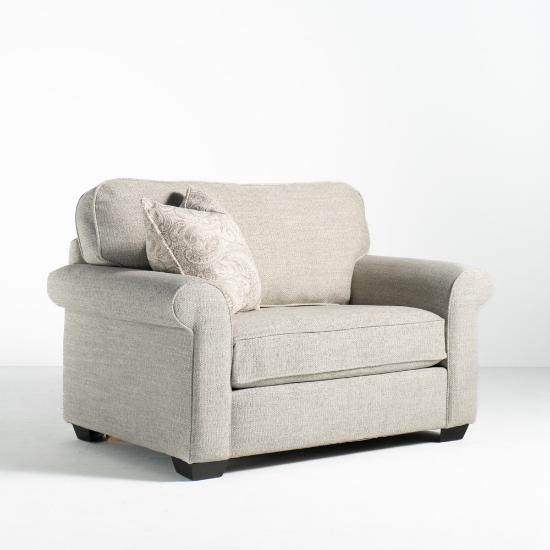 Kimberly Twin Sleeper Sofa with White fabric (Angle)