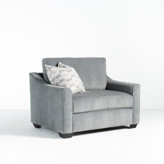 Victoria Twin Sleeper Sofa with Pewter Linen Fabric (Angle)