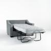 Victoria Twin Sleeper Sofa with Pewter Linen Fabric (Bed Open)