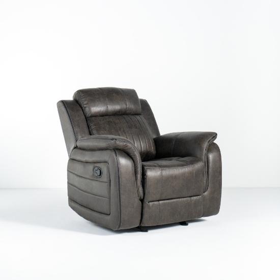 Jessica Glider Recliner – Blanch Grey Fabric (angled)