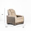 Durapella Power Recliner – Two-Tone Sand Cover (dimensions)