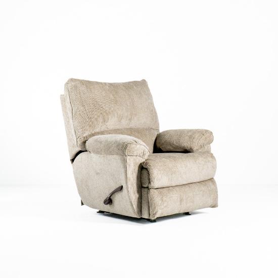 Elliott Glider Recliner – Pewter Chenille Fabric (angled)
