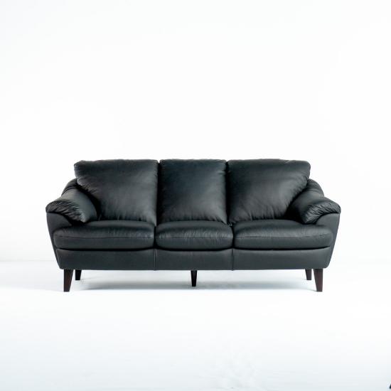 Pisa Stationary Sofa – Black Leather (front)
