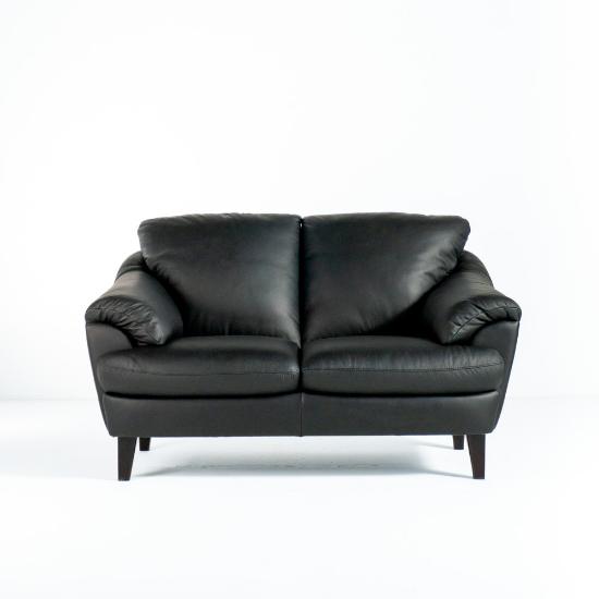 Pisa Stationary Loveseat – Black Leather (front)