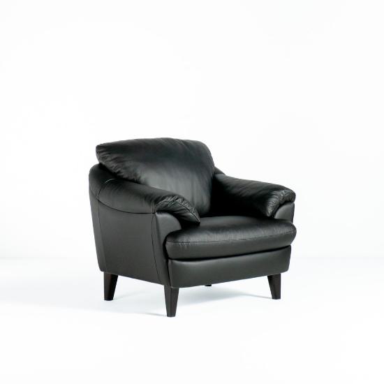 Pisa Arm Chair – Black Leather (angled)