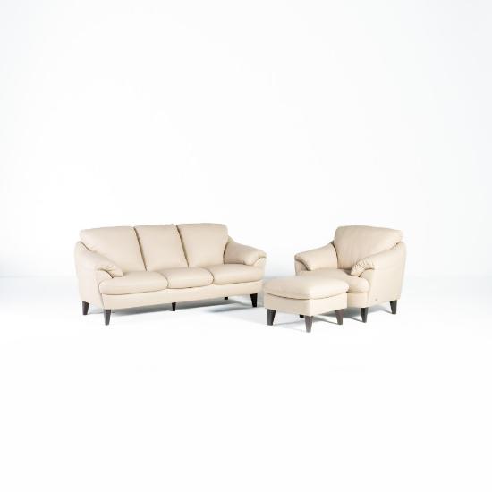 Pisa Sofa, Chair & Ottoman Package – Seashell Leather
