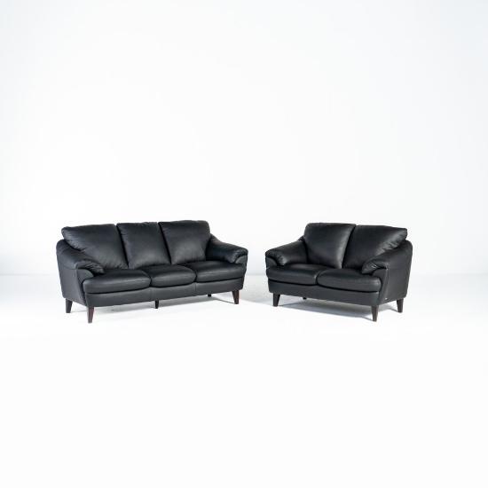 Pisa Sofa & Loveseat Package – Black Leather
