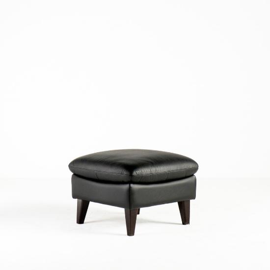 Pisa Ottoman – Black Leather (angled)