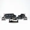 Pisa 8-Piece Living Room Package – Black Leather 