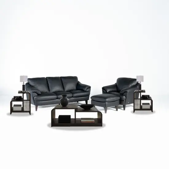 Pisa 8-Piece Living Room Package – Black Leather 