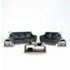 Pisa 7-Piece Living Room Package – Black Leather