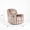 Del Mar Power Rocker Recliner – Taupe Fabric (dimensions)