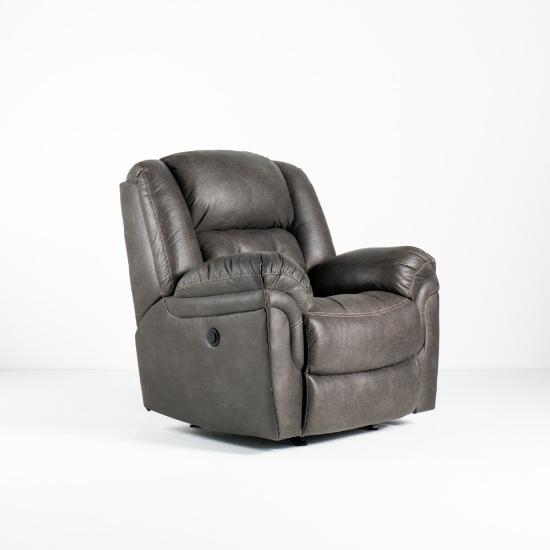 Frontier Power Rocker Recliner – Charcoal Fabric Cover (angled)