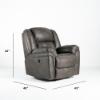Frontier Power Rocker Recliner – Charcoal Fabric Cover (dimensions)