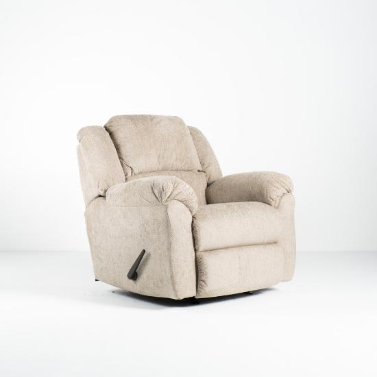 Newport Rocker Recliner – Fawn Fabric Cover (angled)
