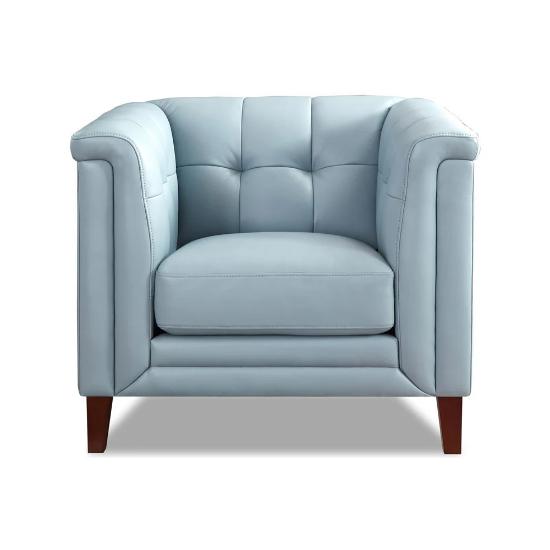 Arvo Leather Stationary Chair – Spa Blue Top Grain Leather
