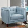 Arvo Leather Stationary Chair – Spa Blue Top Grain Leather