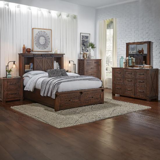 Sun Valley Queen 5 Piece Bedroom with Rustic Timber Finish