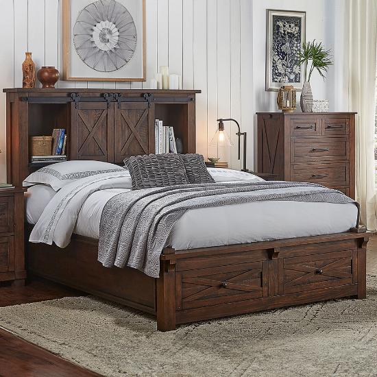 Sun Valley King Storage Bed with Rustic Timber Finish