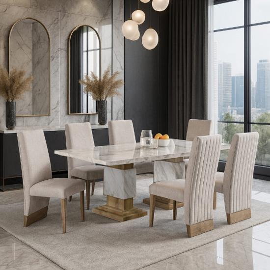 Audrey 7pc Dining Room Package with Natural | Beige Finish