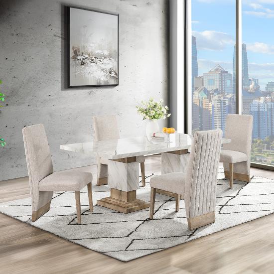 Audrey 5pc Dining Room Package with Natural & Beige Finish