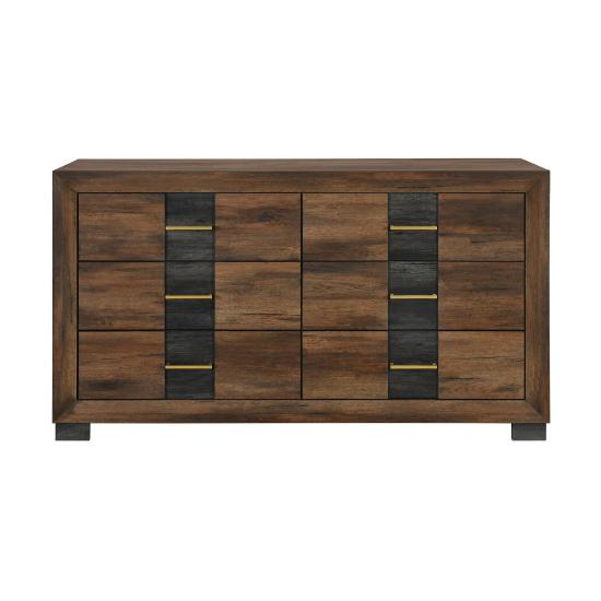 Optimus 6-Drawer Dresser – Brown/Black