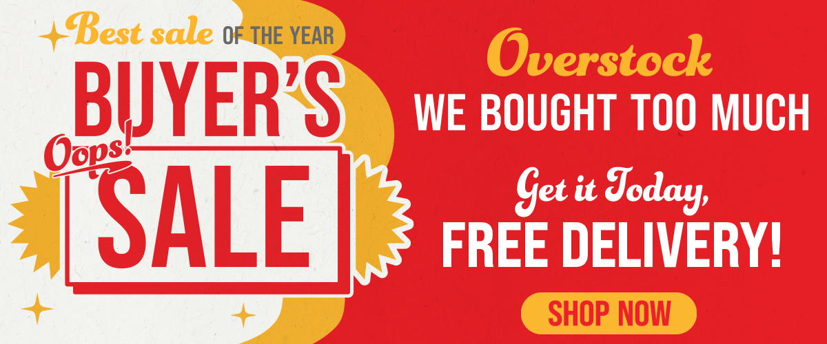Indoor Tent Clearance Event promotional graphic featuring a red and gold circus-style tent logo. Text highlights "In-Stock, get it Today," "FREE DELIVERY!" and "Payment Options to Fit Any Budget" on a red background with decorative star accents.