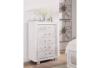 Santorini metallic white chest with marble-inspired finish and acrylic hardware