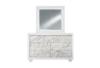 Santorini metallic white dresser and mirror with marble-inspired finish and acrylic hardware