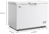 Whirlpool WZCN3511TW chest freezer dimensions showing 44-1/10-inch width, 33-1/2-inch height and 24-9/10-inch depth