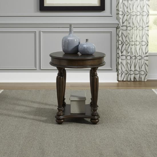 Liberty Furniture Hampton Oval End Table in Satin Sienna room setting