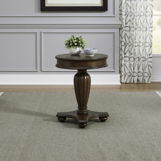 Liberty Furniture Hampton Round End Table in Satin Sienna room setting