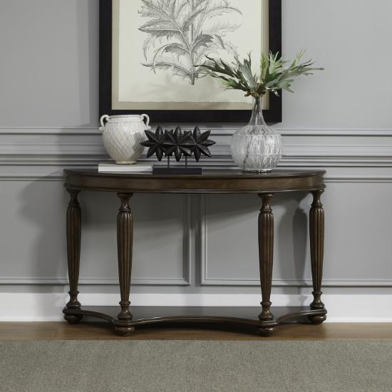Liberty Furniture Hampton Sofa Table in Satin Sienna room setting