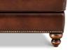 Hampton Brown Leather Ottoman – Nailhead Trim and Turned Wood Leg Detail