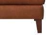 Maui Leather Ottoman Nutmeg Leather and Wood Leg Detail