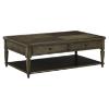 Liberty Furniture Maui 54-inch Cocktail Table with drawers and open bottom shelf angled view
