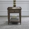 Liberty Furniture Maui End Table in Sienna finish displayed beside a sofa