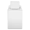 Admiral ATW4516MW white top load washing machine front view with lid raised, showing its traditional top-loading design.